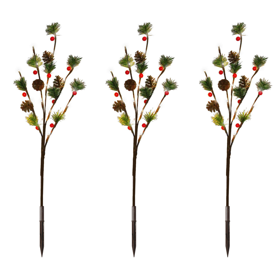 Battery Operated Austrian Pine Twig Branch 3-Pack LED Light Display