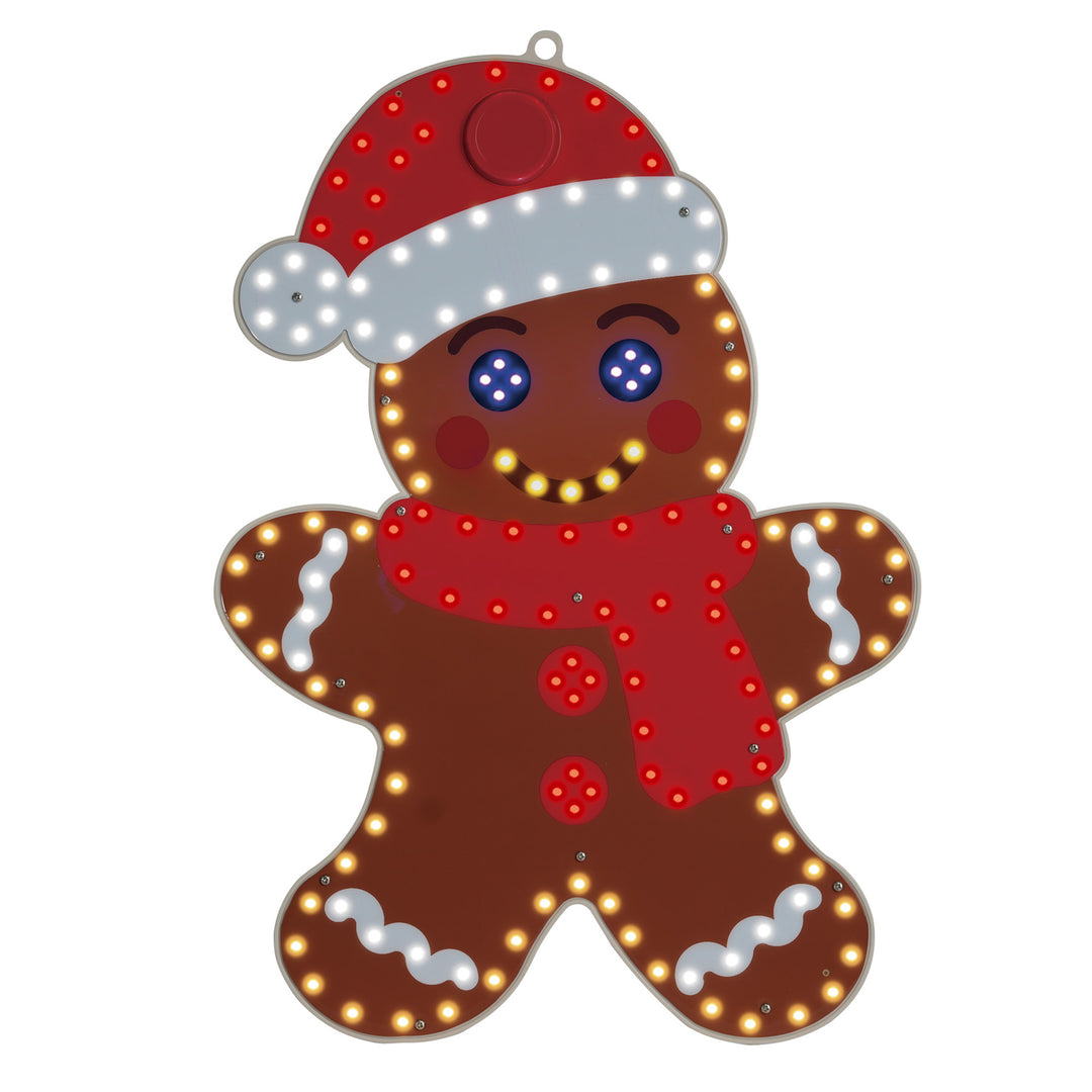 Gingerbread Man with Santa Hat LED Light Display