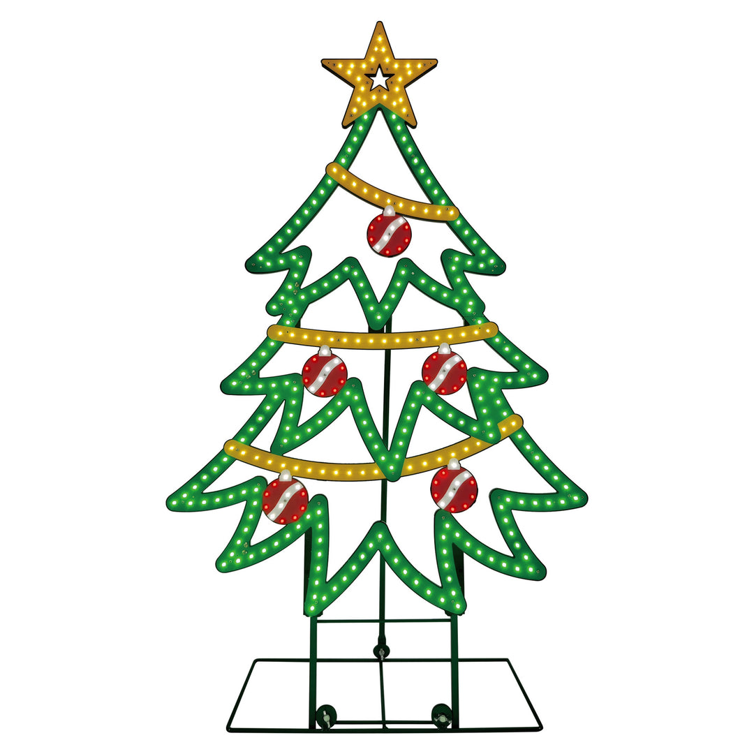 Jumbo Hi-Vibrant Christmas Tree with Ornaments LED Light Display