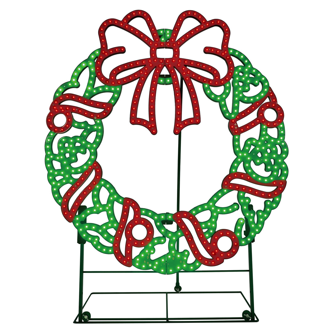 Jumbo Hi-Vibrant Wreath with Bow LED Light Display
