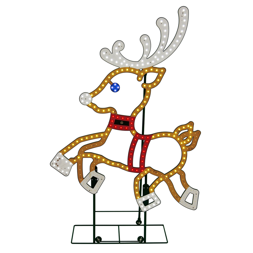 Jumbo Hi-Vibrant Prancing Reindeer LED Light Display