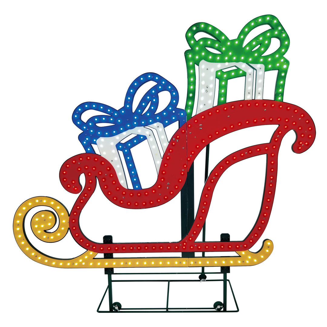 Jumbo Hi-Vibrant Sleigh with Gifts LED Light Display