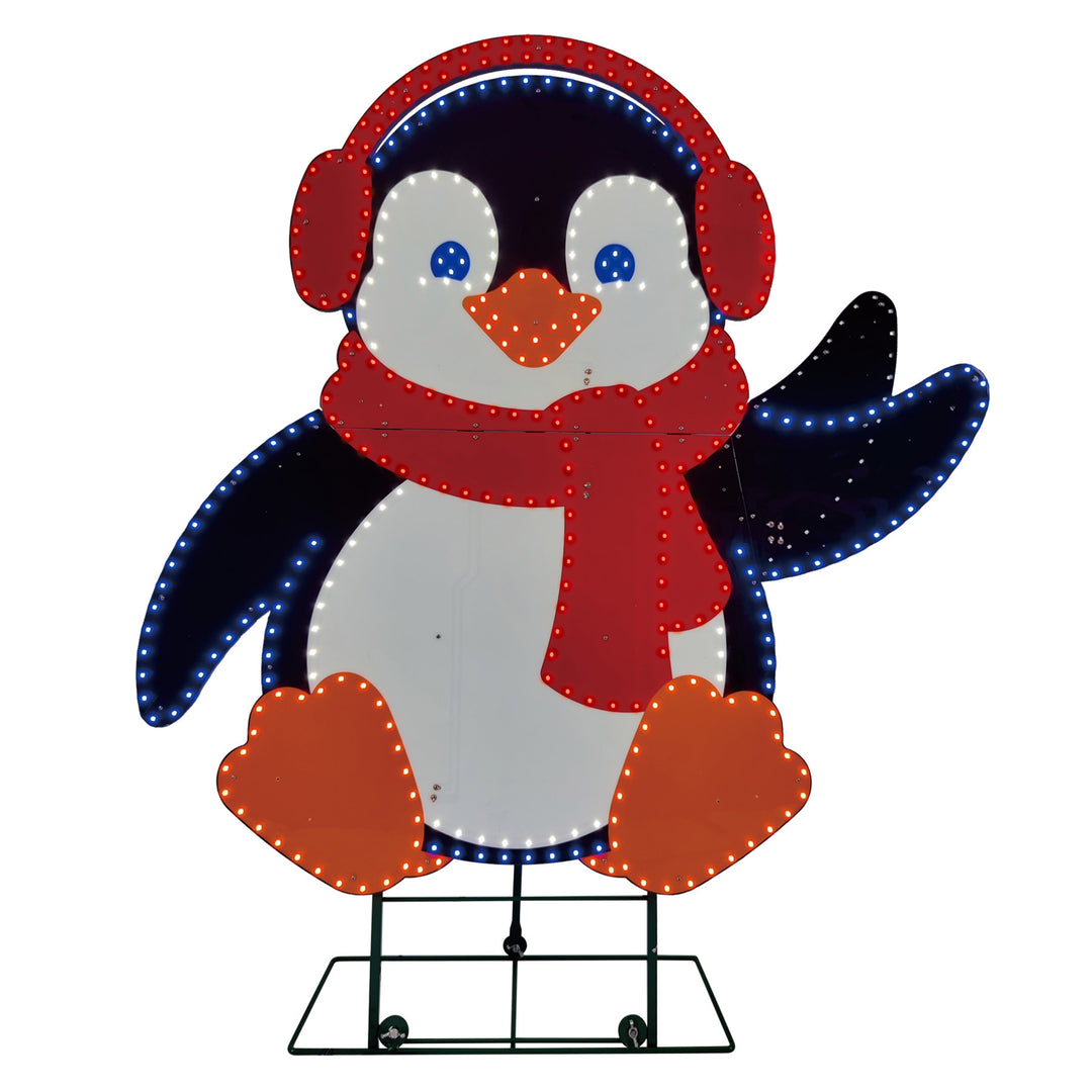 Jumbo Hi-Vibrant Waving Penguin LED Light Display