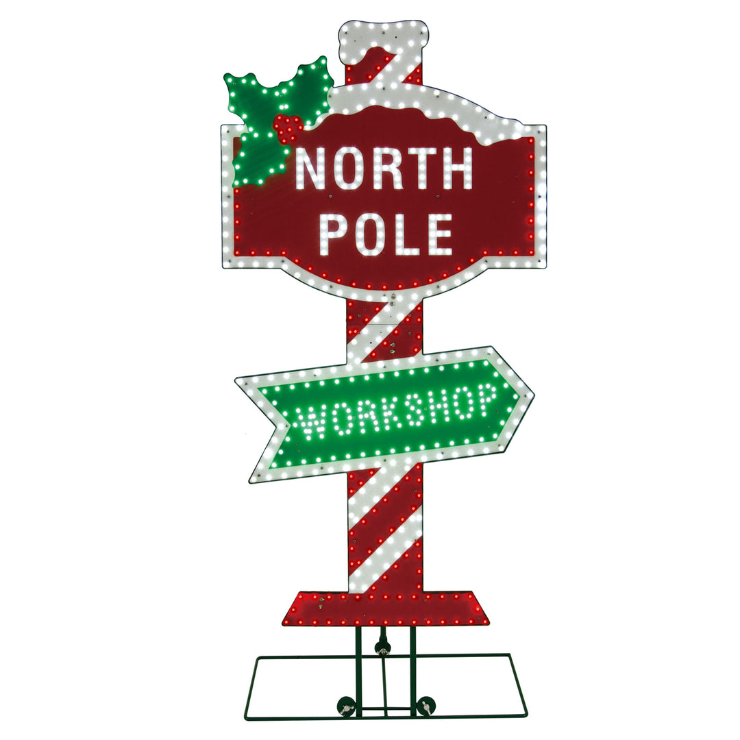 Jumbo Hi-Vibrant North Pole Sign LED Light Display
