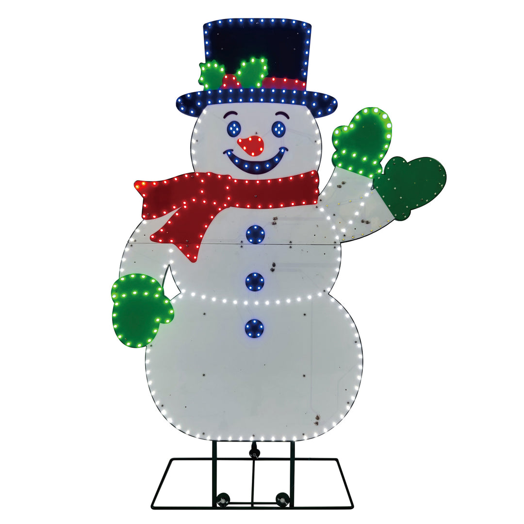 Jumbo Hi-Vibrant Snowman Waving LED Light Display