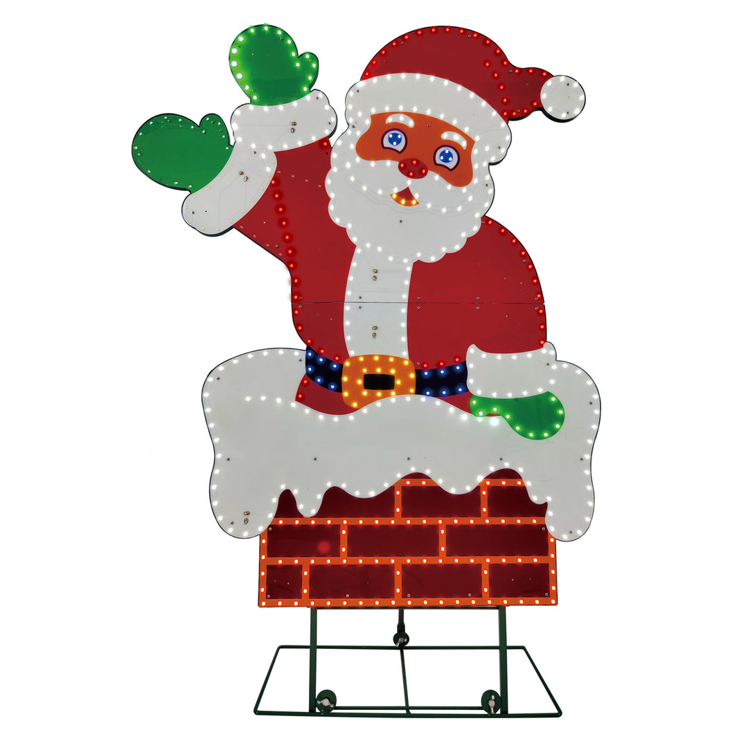 Jumbo Hi-Vibrant Santa Waving LED Light Display