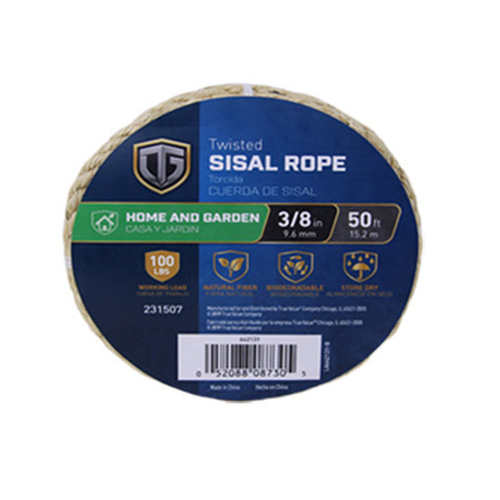 Twisted Sisal Rope 3 8" x 50'