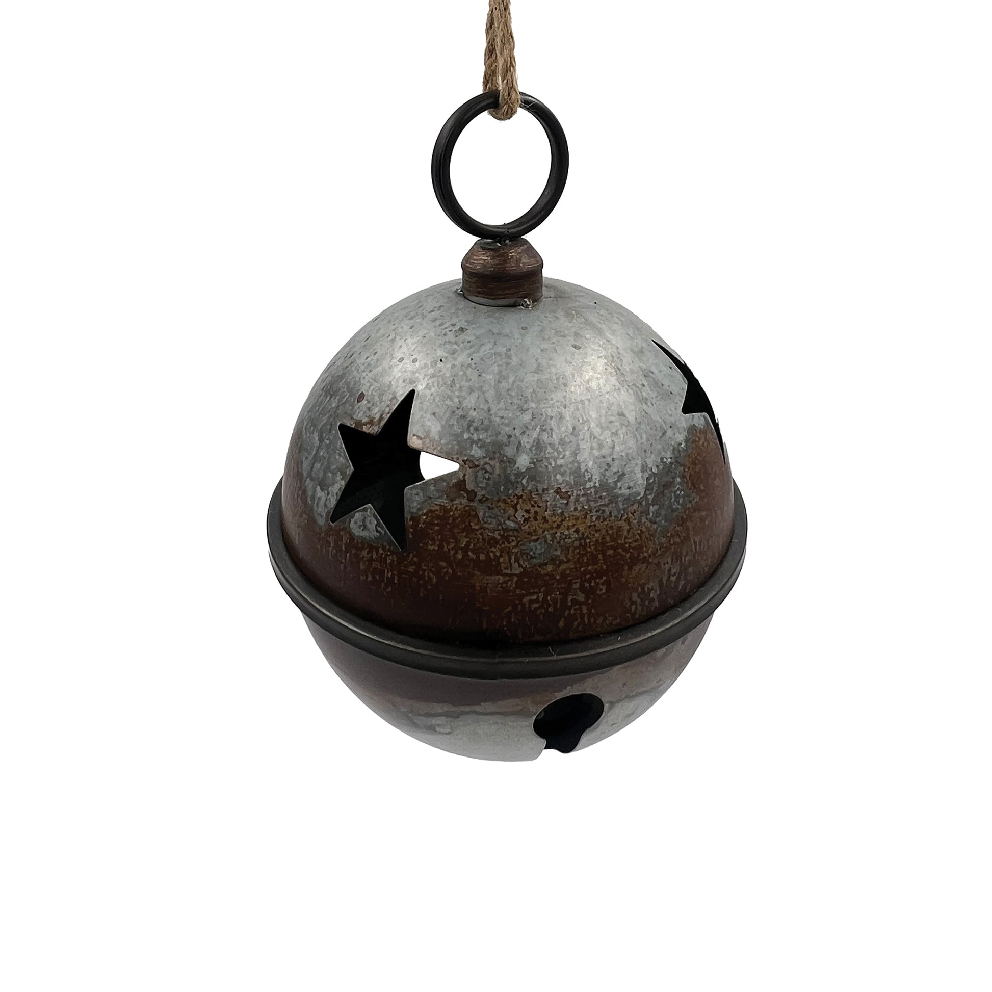 Rustic Metal Ball Ornament with Stars 9" 9"