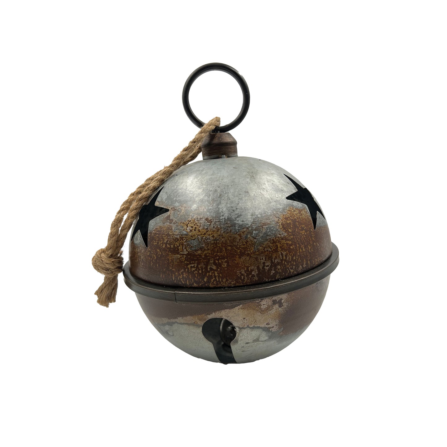 Rustic Metal Ball Ornament with Stars 9" 13"