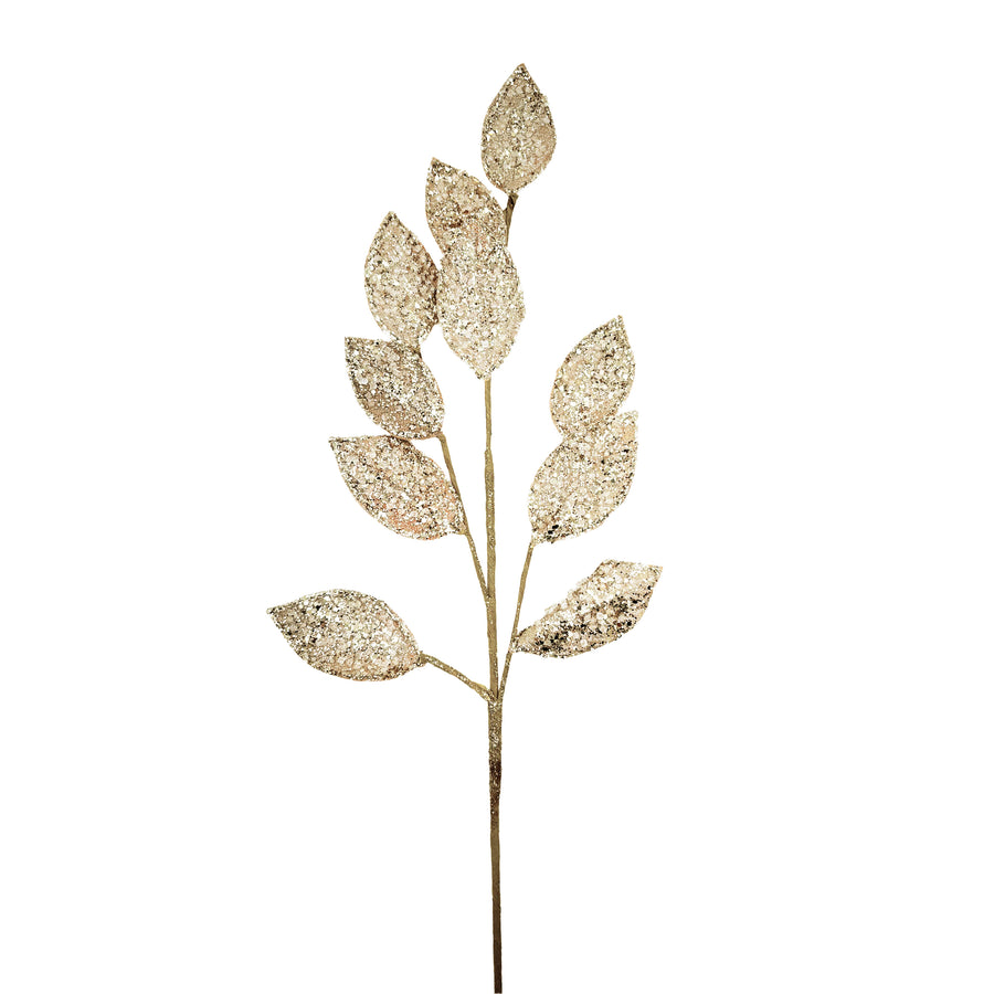 Gold Beaded Leaf Spray