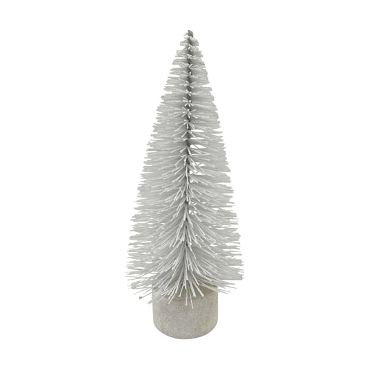 Glittery White Bottlebrush Tree 8"