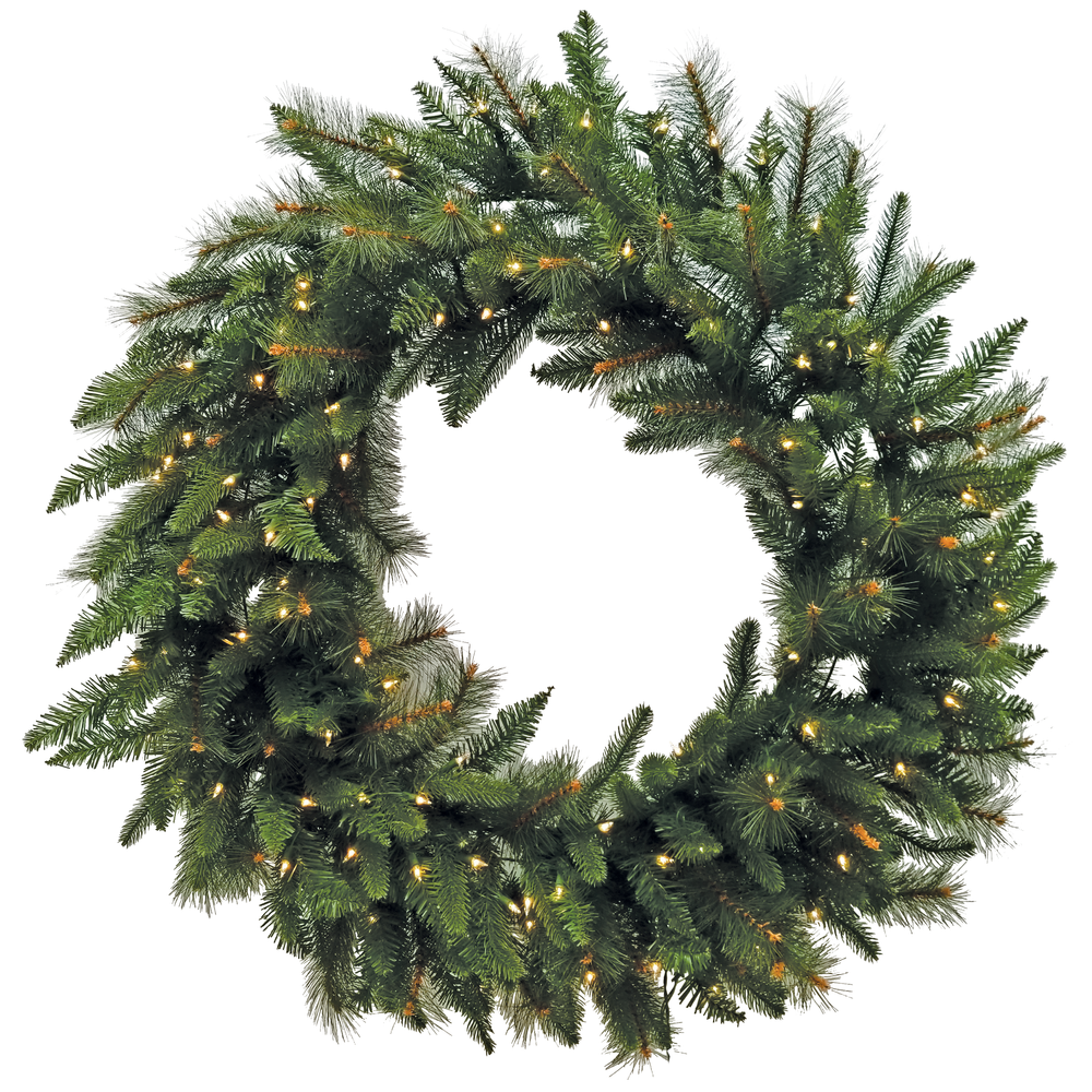 LED Warm White Northern Mixed Greens Wreath 48 Inches