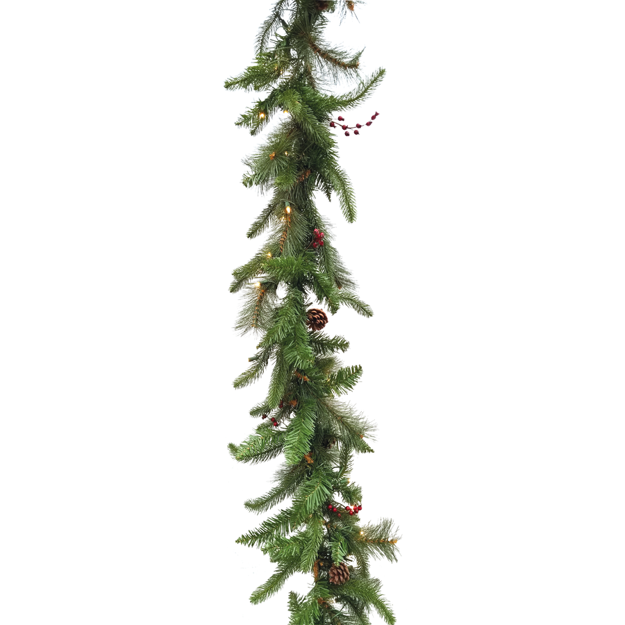 LED Garland with Mixed Berries Northern Mixed Greens Garland