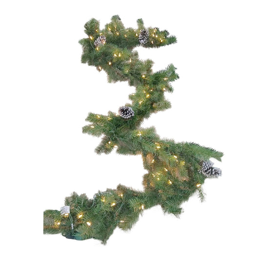 Frosted Pine Garland with Pinecones