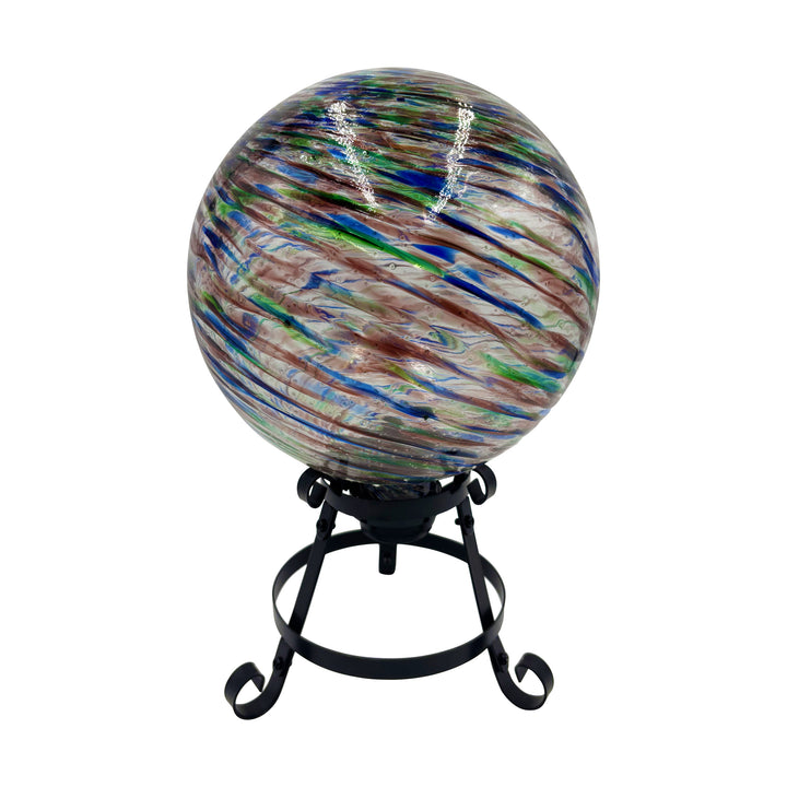 Luminous Swirl Gazing Ball Clear with Rainbow Luminous Swirl