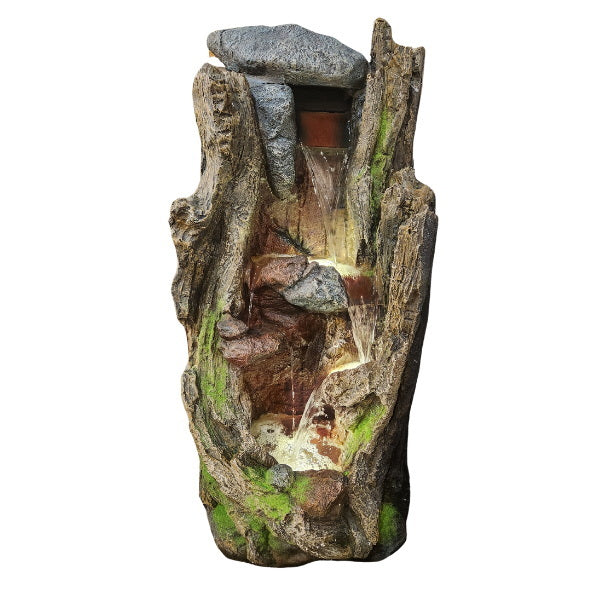 Polyresin Stacked Rock and Log Fountain