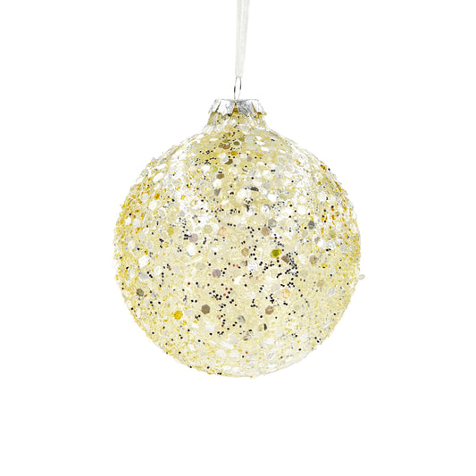 Gold Glittered Glass Ball Ornament