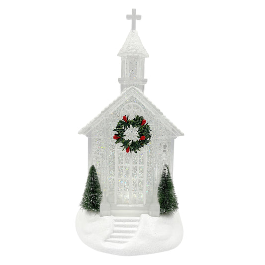 Light-Up Church with Glitter 10"