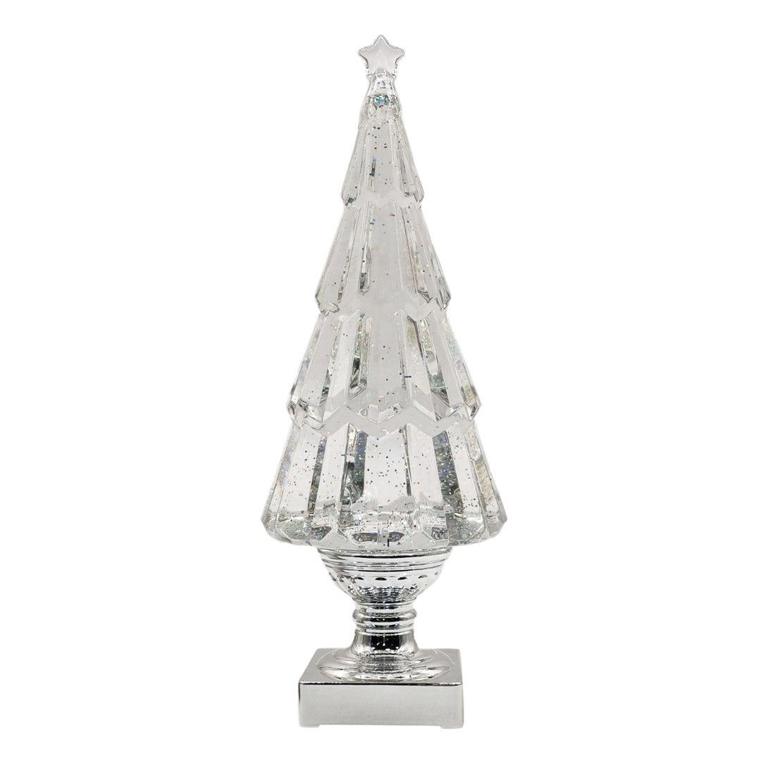 Clear Lit Shimmer Tree with Silver Base