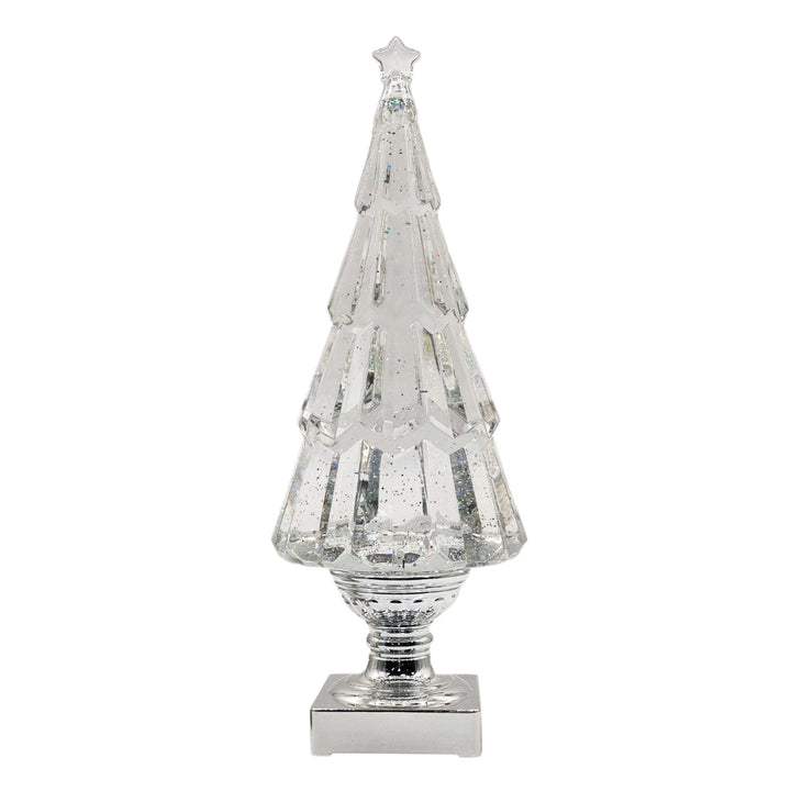 Clear Lit Shimmer Tree with Silver Base