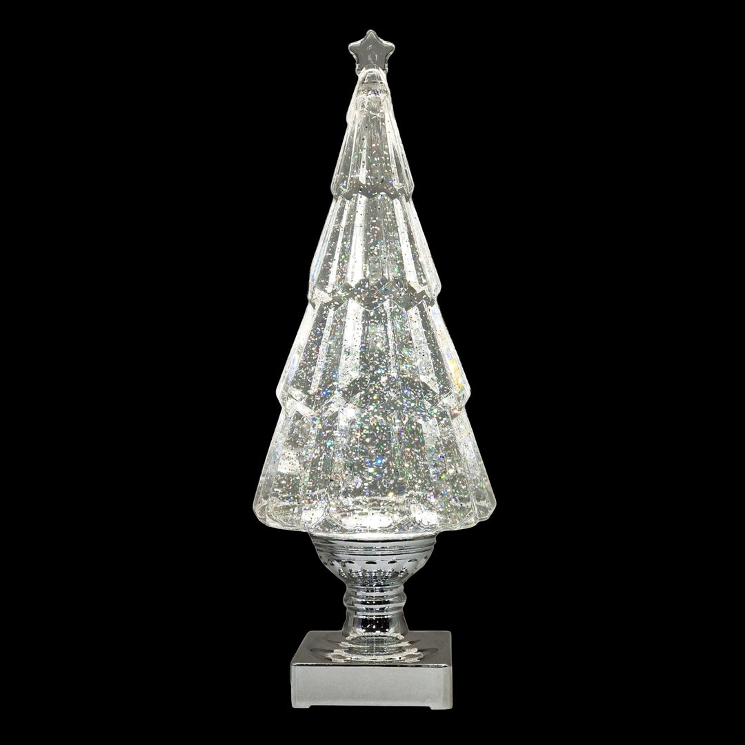 Clear Lit Shimmer Tree with Silver Base