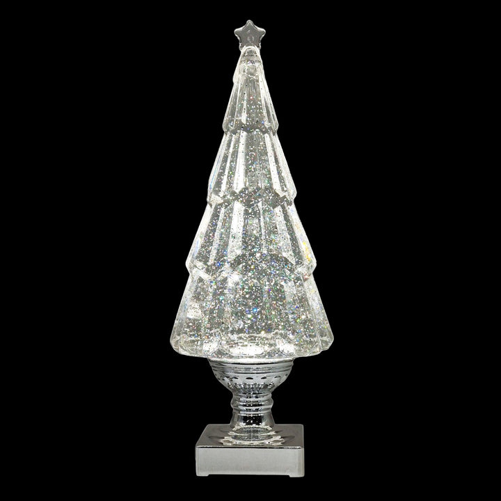 Clear Lit Shimmer Tree with Silver Base