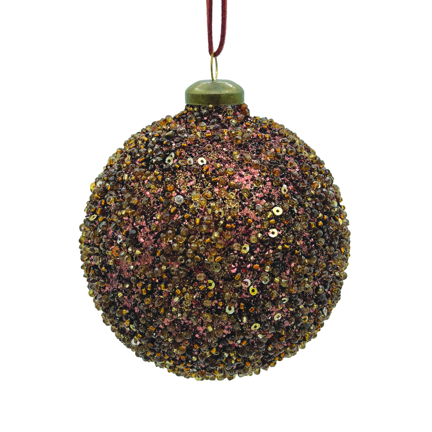 Beaded Ball Ornament Brown