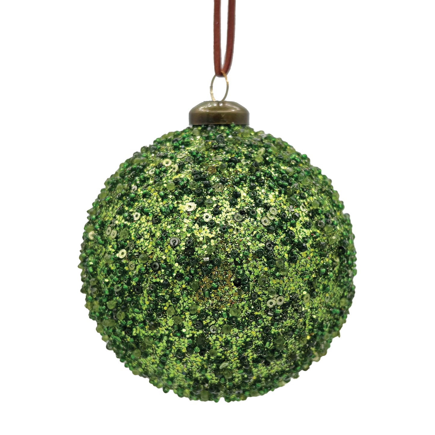 Beaded Ball Ornament Green