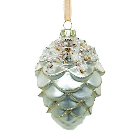 Silver Glass Pinecone Ornament