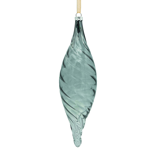 Clear Grey Glass Drop Ornament