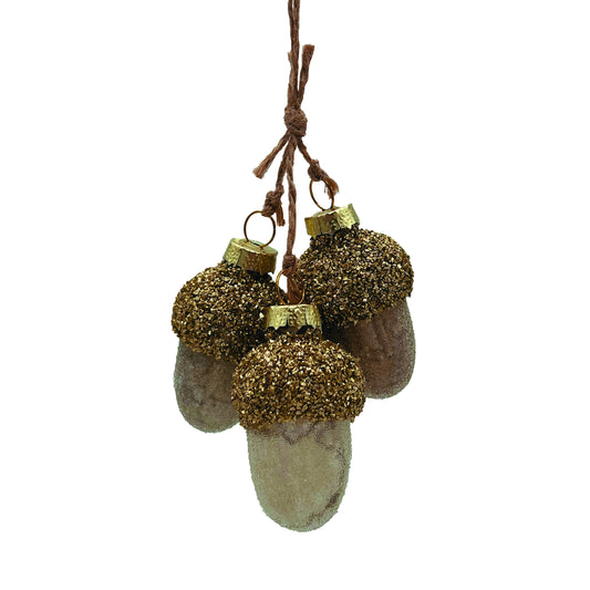 Glass Acorn Ornament Cluster