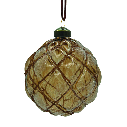 Clear Brown Glass Ball Ornament