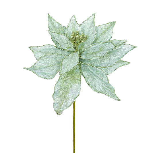 White & Gold Poinsettia Stem 20"