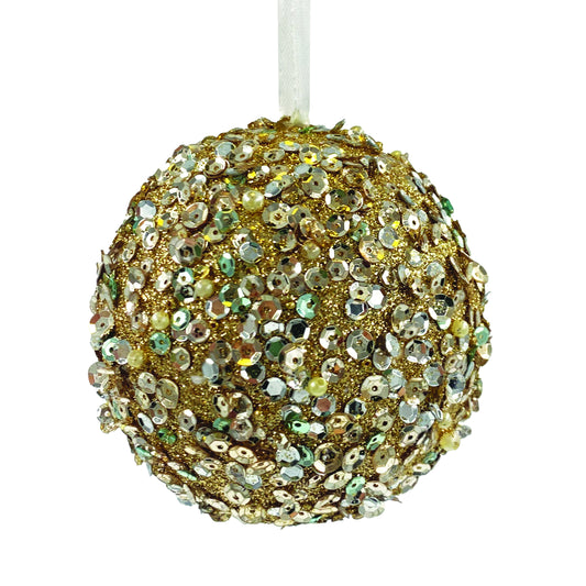 Champagne Glitter Shatterproof Ornament 4"