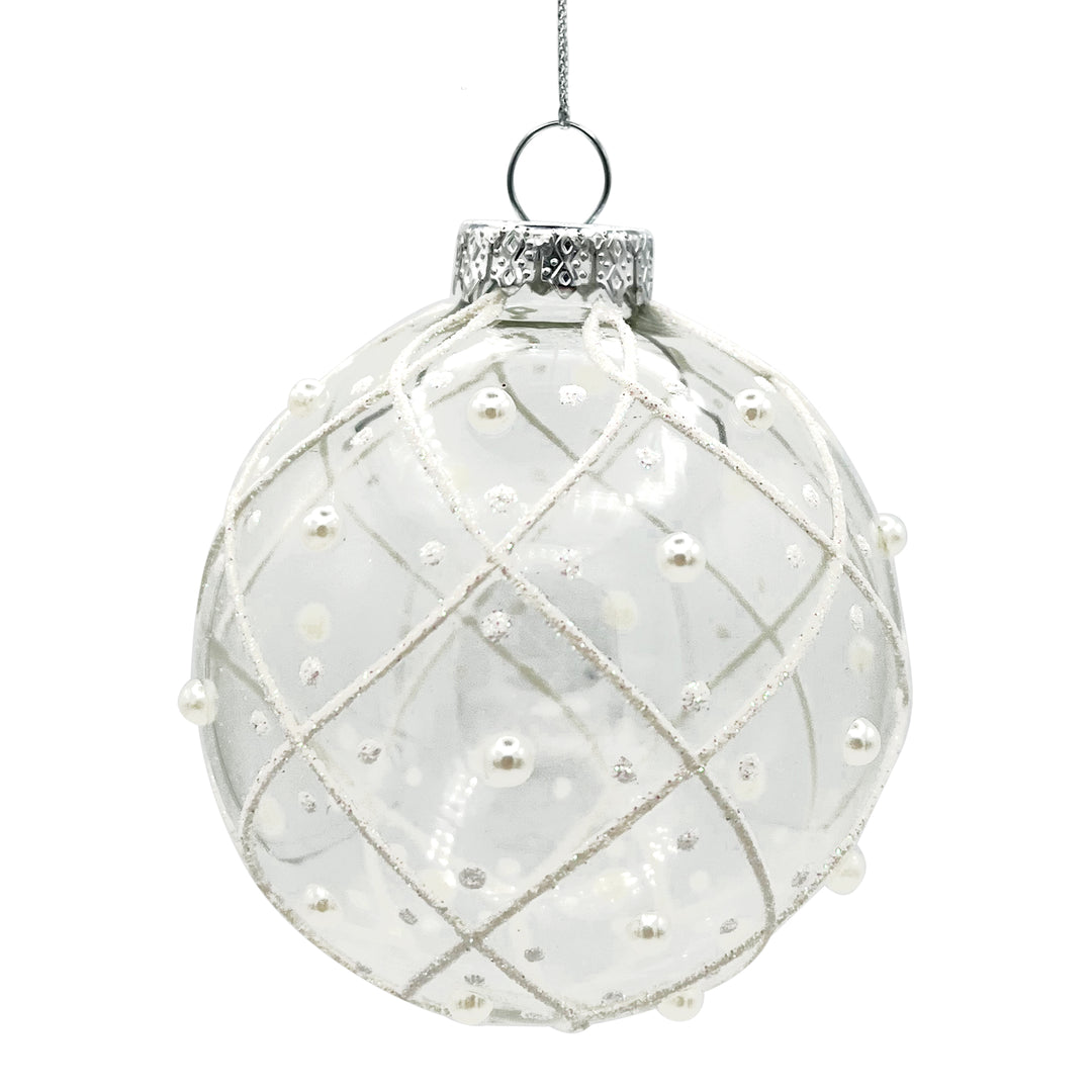 Clear White Glass Ball Ornament