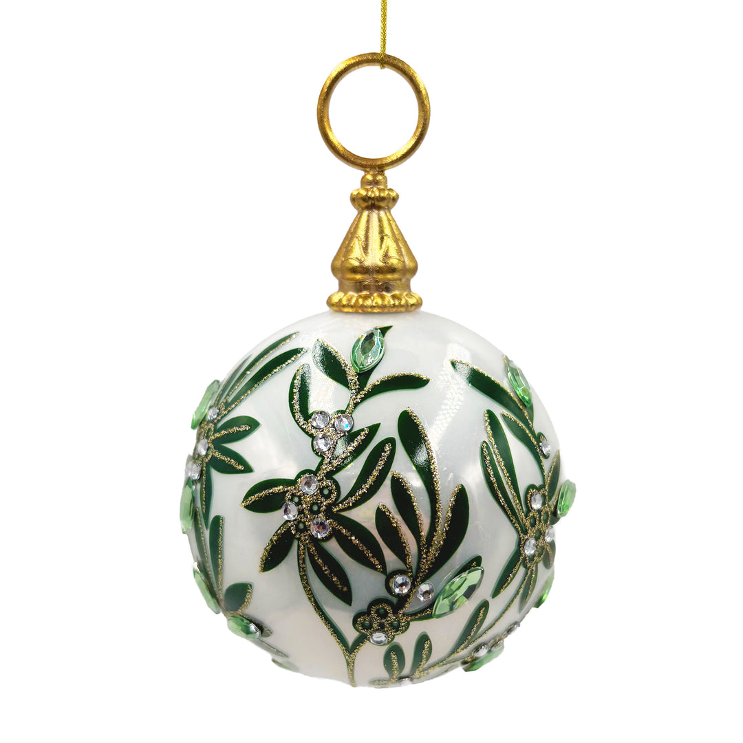 Leaf Pattern Glass Ball Ornament