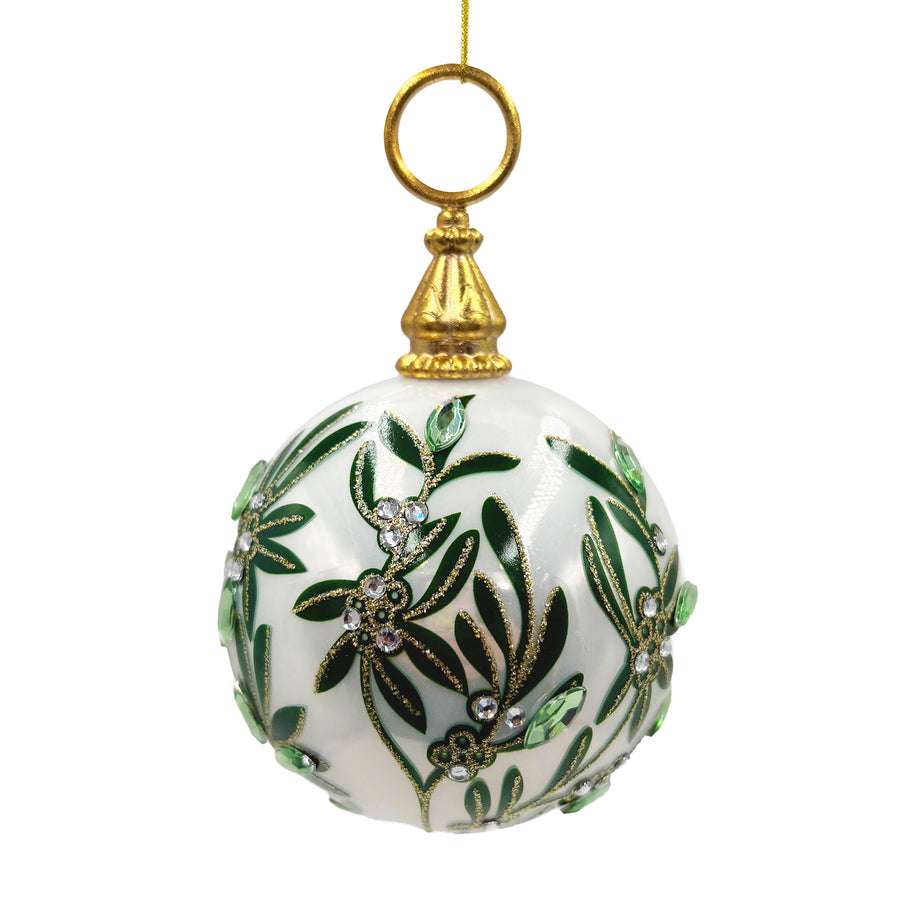 Leaf Pattern Glass Ball Ornament