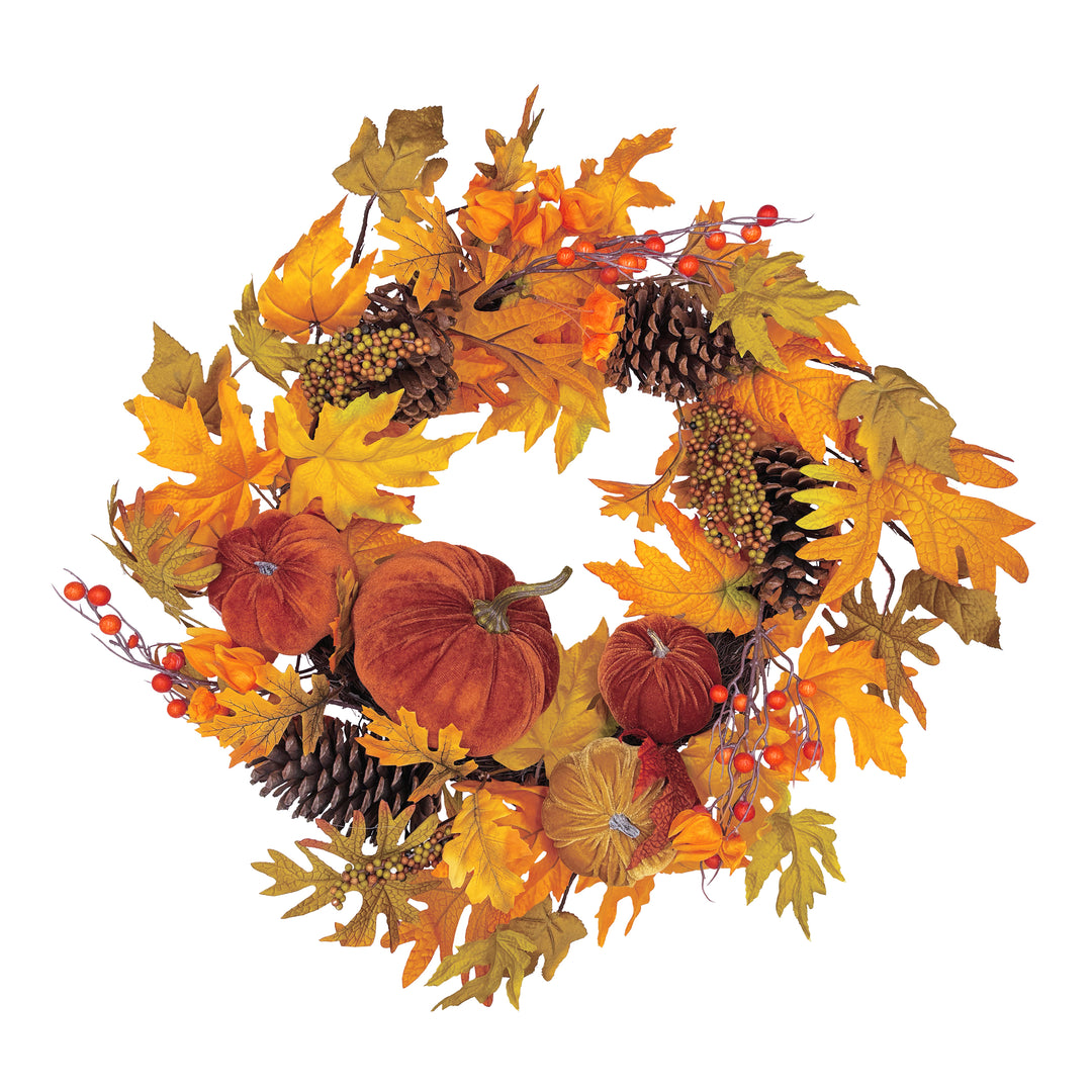 Velvet Pumpkin Wreath