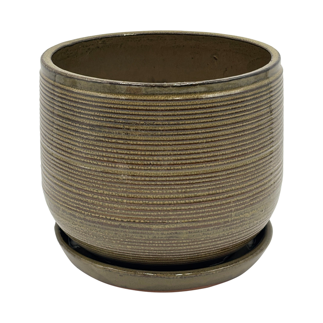 Ceramic Moss Pot with Saucer