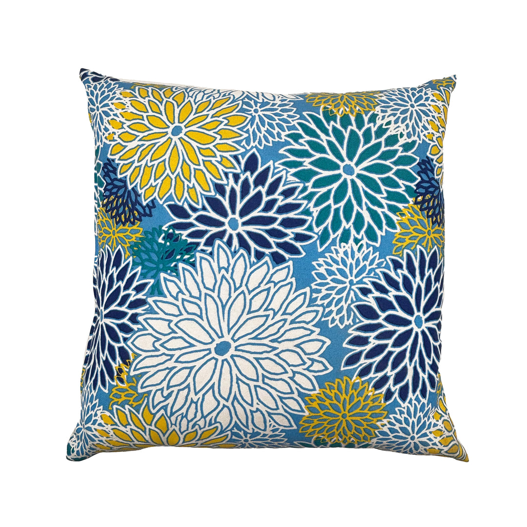 Blue and Yellow Floral Toss Pillow