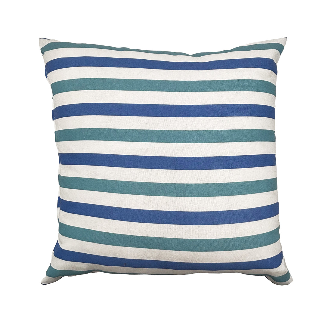 Blue and Green Striped Toss Pillow