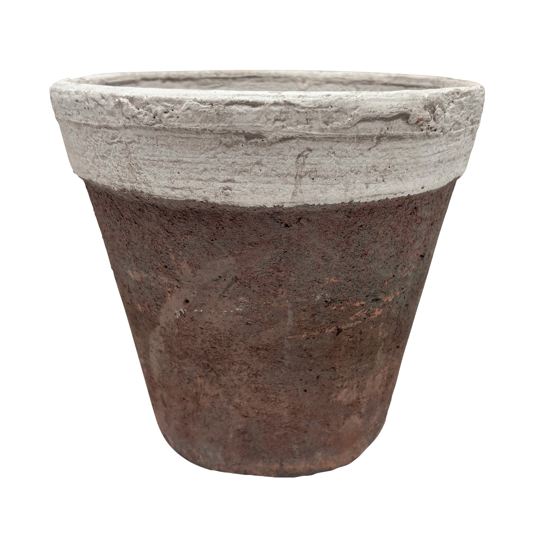 Wide Rim Antique Red Clay Rose Pot