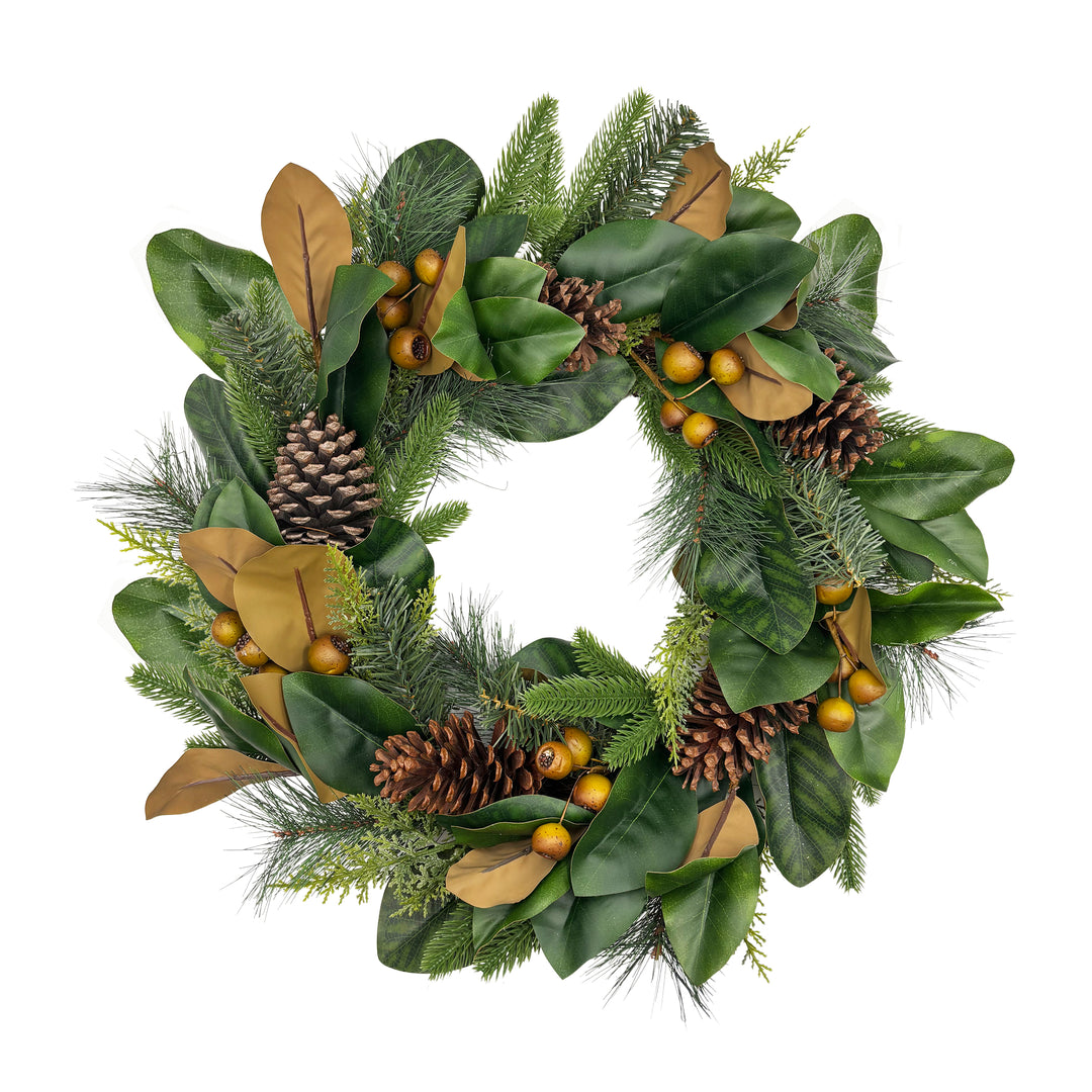 Magnolia and Pinecone Collection Wreath