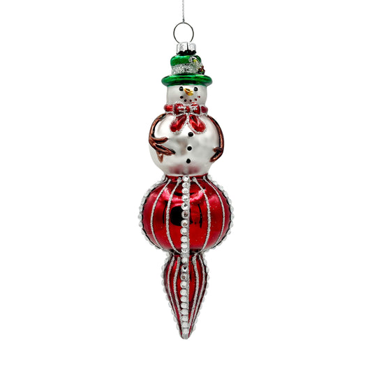 Finial Snowman Glass Ornament