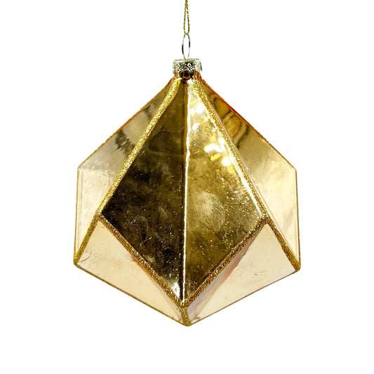 Gold Gem-Shape Glass Ornament