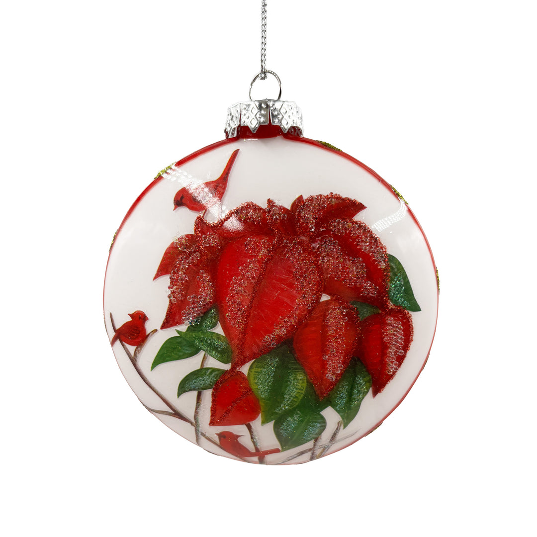 Poinsettia Disc Ornament