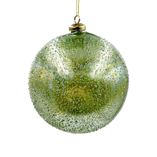 Green Iridescent Glass Ball Ornament