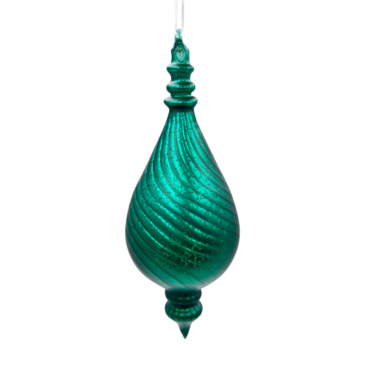 Matte Dark Green Finial Glass Ornament