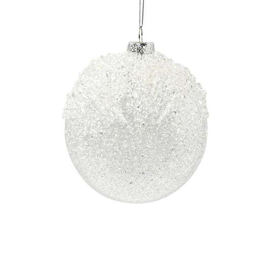 Clear Beaded Glass Ball Ornament