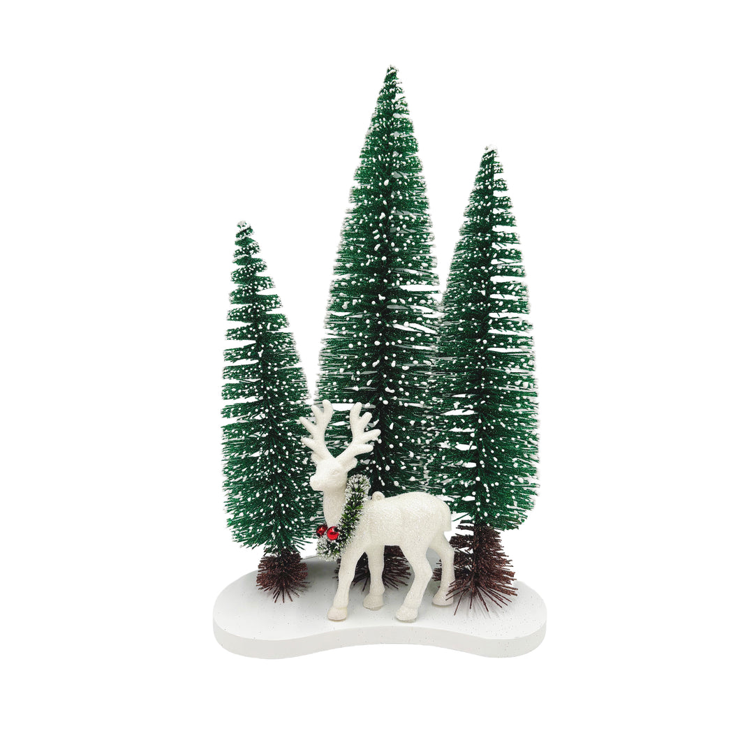 White Glittered Deer with Sisal Trees
